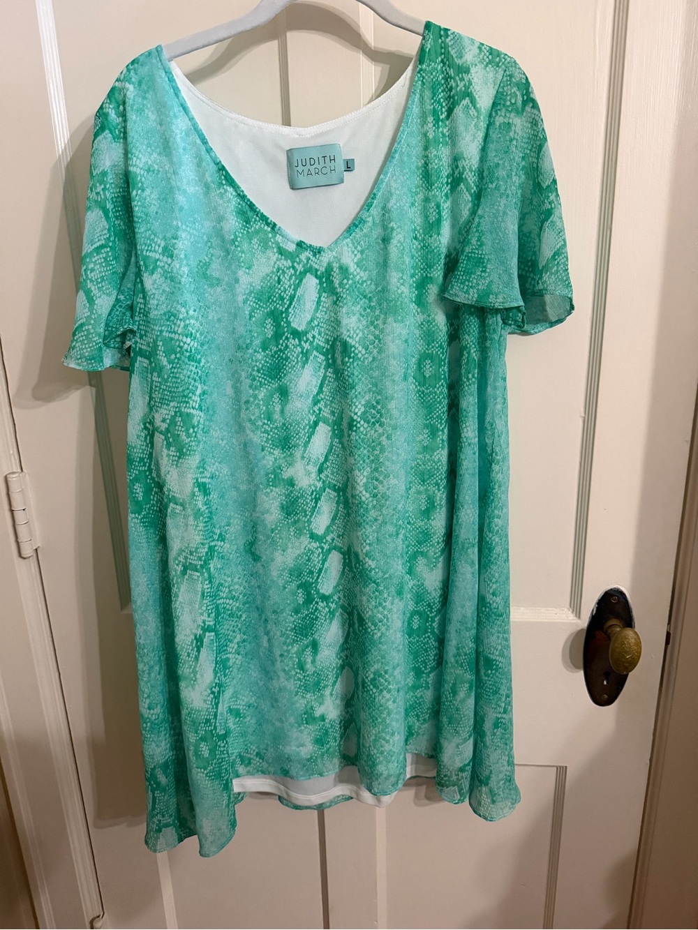 Judith March Green Snake-Print V-Neck Tunic